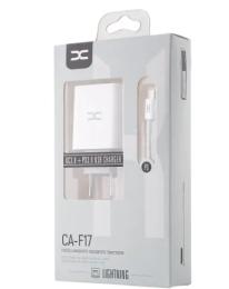 Мережевий зарядний пристрій для телефона DC CA-F17 2в1 Lightning QC3.0 + PD/20W Fast Charger White