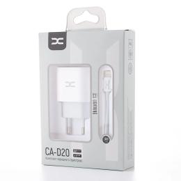 Мережевий зарядний пристрій для телефона DC CA-D20 2в1 Type-C 1USB + PD 2.4A White