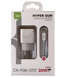 Мережевий зарядний пристрій для телефона DC CA-F06 2в1 Type-C PD/30W/GaN Technology White