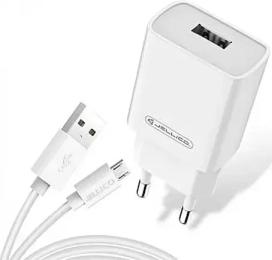 Мережевий зарядний пристрій для телефона Jellico C7 USB QC3.0 White + micro cable