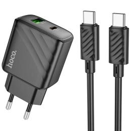 Мережевий зарядний пристрій для телефона Hoco CS23A Sunlight PD30W + QC3.0 Black + Type-C to Type-C