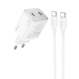 Мережевий зарядний пристрій для телефона Hoco N42 Elogiado 2C PD45W White + Type to Type-C