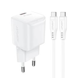 Мережевий зарядний пристрій для телефона Acefast A73 mini PD20W GaN single USB-C charger set (C3-03) White