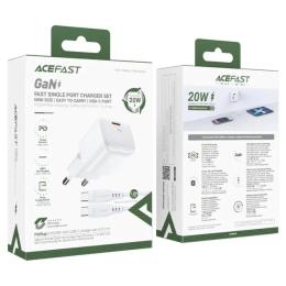Мережевий зарядний пристрій для телефона Acefast A77 mini PD30W GaN single USB-C charger set (C3-03) White