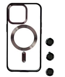 Чохол-накладка Infinity Fashion Crystal для iPhone 14 Pro Max Black + скло захист камери