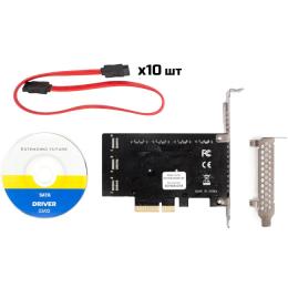 Контролер для ПК Frime PCIe x4 to 10xSATAIII ASM1166 + JMB575