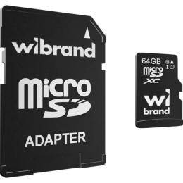 Карта памяті Wibrand microSDXC 64GB UHS-I Class 10 + SD-adapter (WICDXU1/64GB-A)