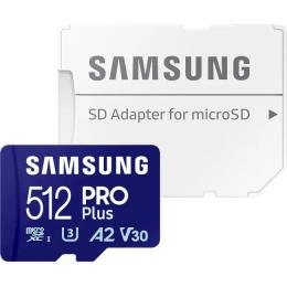 Карта памяті Samsung microSDXC Pro Plus 512GB UHS-I U3 V30 A2 Class 10 + SD-adapter (MB-MD512SA/EU)