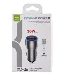 Автомобільний адаптер для телефона DC (XC-36) Dark Gray Metal 2xQC3.0/36W
