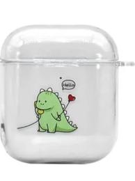 Чохол для навушників Infinity Plastic Case Apple AirPods Pro Transparent Green Print 6 Dino