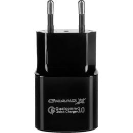 Мережевий зарядний пристрій для телефона Grand-X CH-550BM Black microUSB Quick Charge 3.0 1xUSB 2,1A