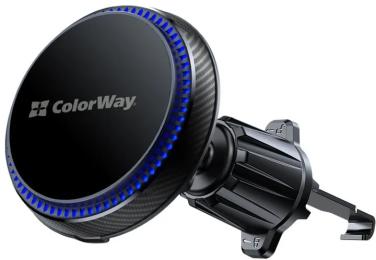 Тримач в авто ColorWay (CW-CHMW041Q-BK) Black MagSafe 360 Air Vent 15W