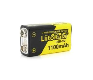 Акумулятор LiitoKala 9V/1100mAh USB вихід, NiMH Rechargeable Battery