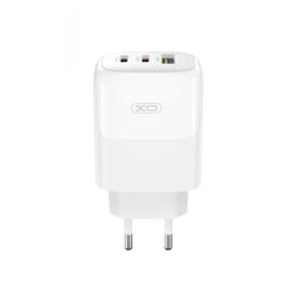 Адаптер живлення для телефона XO L139 White 65W GaN nitride (1USB-A 45W+2USB-C 65W)