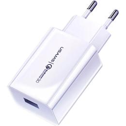 Адаптер живлення для телефона USAMS US-CC083 T22 White Single USB QC3.0 (CC83TC01)