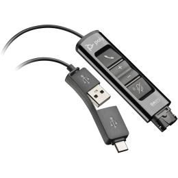 Перехідник Poly DA85 USB (тато)  -  QD (тато) Black із вбудованим пультом керування для гарнітур EncorePro, USB-A, USB-C