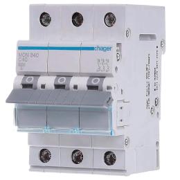 Автоматичний вимикач Hager 3P 6kA C-40A 3M (MCN340)