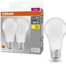 Світлодіодна лампа OSRAM LED E27 8.5Вт 2700К 806Лм A60 2шт