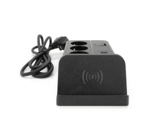 Мережевий фільтр Voltronic G12, 4 Socket + 4 USB 3, 2А + 2 Type-C Black + бездротова зарядка, 2м