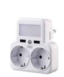 Мережевий розгалужувач XO 2USB/2 OUTLET/2.4A (WL09) White