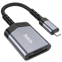 Картрідер Hoco UA25 2-in-1 Lightning to SD/TF Metal Gray