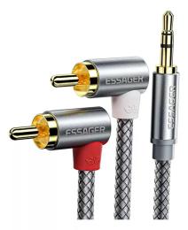 Аудіо-кабель Essager Monster Elbow RCA Audio Cable Jack 3.5 (тато)  -  2 RCA (тато) 1m Gray (EYPWT-MY0G-P)