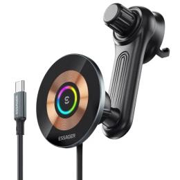 Тримач в авто Essager Arpege 15W Magnetic Wirless Car Charger with Phone Holder Function (Rotate Version) Black (EZJCX-GY01B-Z)