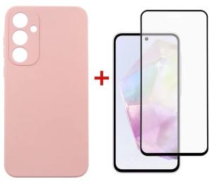 Чохол-накладка DENGOS для Samsung Galaxy A35 5G панель + скло Pink (DG-KM-91)