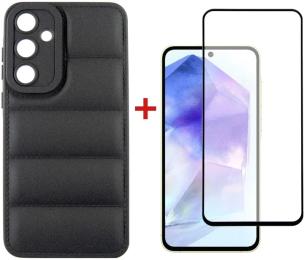 Чохол-накладка DENGOS для Samsung Galaxy A55 5G панель + скло Black (DG-KM-57)