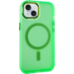 Чохол-накладка EpiK TPU + PC Lily with MagSafe для Apple iPhone 15 (6.1) Neon Green