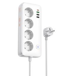 Мережевий фільтр Hoco AC22 Sunlight 4-bit (PD30W/1C3A) White