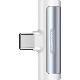 Перехідник Remax RL-LA03A Type-C (тато)  -  Type-C (мама) + minijack 3.5mm White