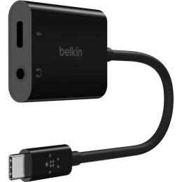 Перехідник Belkin RockStar Type-C (тато) to Type-C (мама) + minijack 3.5mm 0.12 м Black (NPA004BTBK)