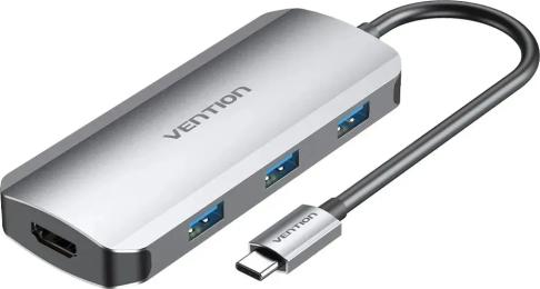 USB-хаб Vention USB 3.1 TYPE-C  -   -   HDM/USB 3.0Х3//PD 100W 5-IN-1 Silver