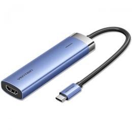 USB-хаб Vention USB3.1 Type-C  -   -   HDMI/USB 3.0x3/PD 100W 5-in-1 Blue (TGESB)