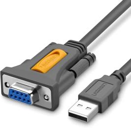 Дата-кабель Ugreen CR104 USB (тато) - DB9 RS-232 (мама), 1.5m Black (20201)