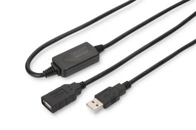 Дата-кабель Digitus DA-73101 USB Type-A (тато)  -  USB Type-A (мама), 15m Black