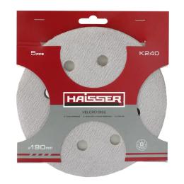 Диск шліфувальний Haisser 190мм k 240 5шт самоклеючий з отв. (119679)