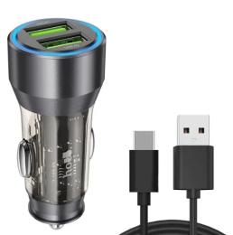 Автомобільний зарядний пристрій для телефона Hoco NZ12 (2USB/36W) Black + USB - Type-C