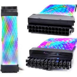 Кабель для компютерних комплектуючих QUBE Braided ARGB 24-pin ATX (QBW24PBARGB)