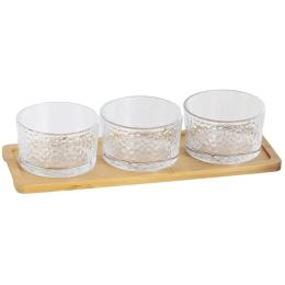 Салатник VIVA Bamboo R/4 Transparent 3х200 мл на підставці