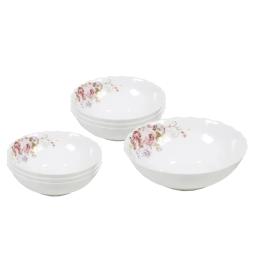 Салатник Vittora Рожевий букет Wave 7 шт White (VT-420РВ) набір (1шт - 200 мм, 6 шт - 165 мм)