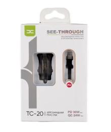 Автомобільний зарядний пристрій для телефона DC TC-20 Lightning Black PD/30W+QC3.0/24W