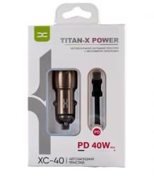 Автомобільний зарядний пристрій для телефона DC XC-40 Type-C Dark Gray 2xPD/40W