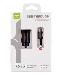 Автомобільний зарядний пристрій для телефона DC TC-20 Type-C Black PD/30W+QC3.0/24W