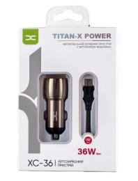 Автомобільний зарядний пристрій для телефона DC XC-36 micro Dark Gray 2xQC3.0/36W