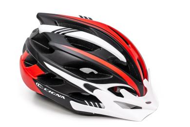 Велосипедний шолом CIGNA WT-016 L Black White Red з білим козирком 2022 (HEAD-037)