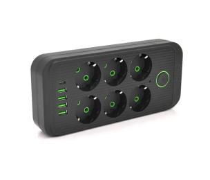Мережевий фільтр Voltronic F06U Black 6 розеток EU + 4 USB + 1PD (F06U-Black)
