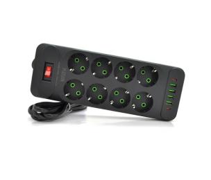 Мережевий фільтр Voltronic F34U Black 8 розеток EU + 4 USB + 2 PD (F34U-Black)