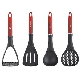 Набір кухонних лопаток Bergner Classique (BG-41390-RD) Black Red 4 предмета